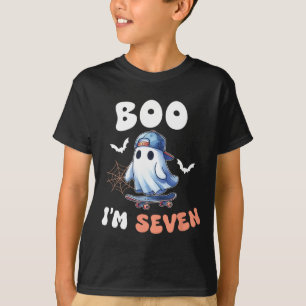 Boo Ik ben Seven Ghost Skateboard 7e Verjaardag Ha T-shirt