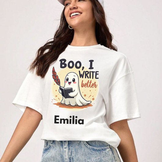 Boo Ik schrijf betere aangepaste naam Halloween Sh T-shirt