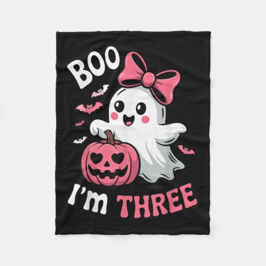 Boo Im Drie Schattigee Geest Halloween 3e Verjaard Fleece Deken (Voorkant)