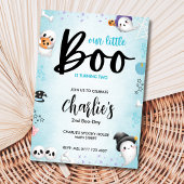 Boo is 2! Blue Halloween Ghost Boy Uitnodiging