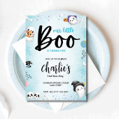 Boo is 2! Blue Halloween Ghost Boy Uitnodiging