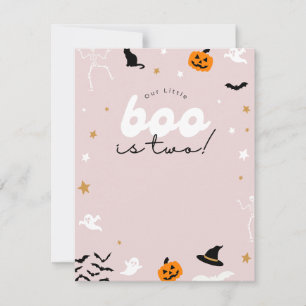 Boo is twee verjaardagsuitnodigingen halloween kin feestdagenkaart