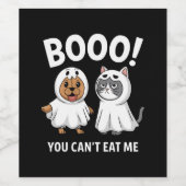 Boo, je kunt me geen honden en katten eten Grappig Wijn Etiket (Enkel label)