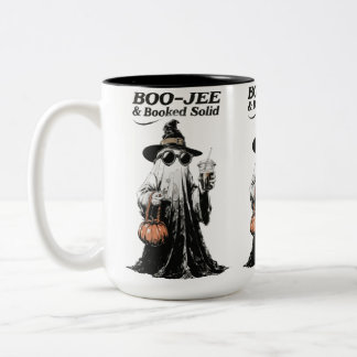 Boo-Jee & Boek Vast Retro Geest Halloween Tweekleurige Koffiemok