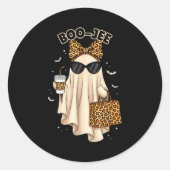 Boo Jee Boujee Ghost Halloween October Vibes Soky Ronde Sticker (Voorkant)