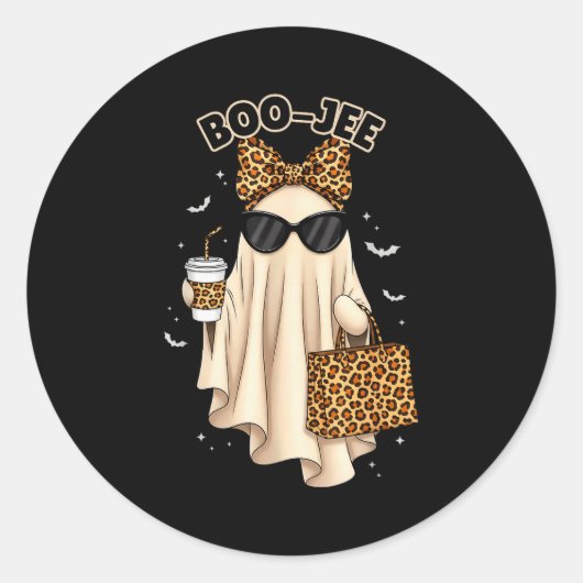 Boo Jee Boujee Ghost Halloween October Vibes Soky Ronde Sticker (Voorkant)