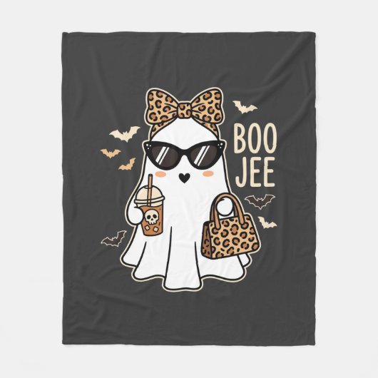 Boo Jee Cute Geest Halloween Luipaard Ontwerp_1 Fleece Deken (Voorkant)