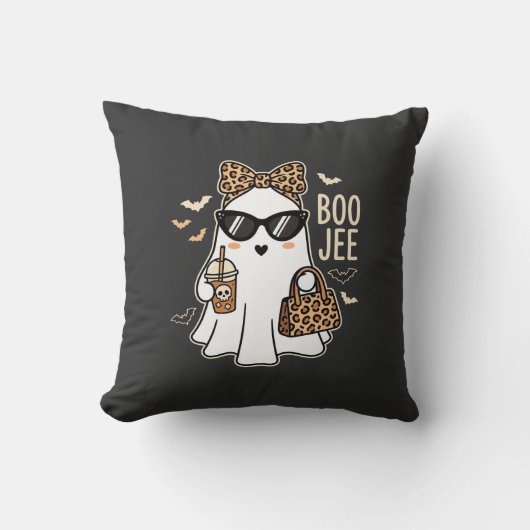 Boo Jee Cute Geest Halloween Luipaard Ontwerp_1 Kussen (Voorkant)