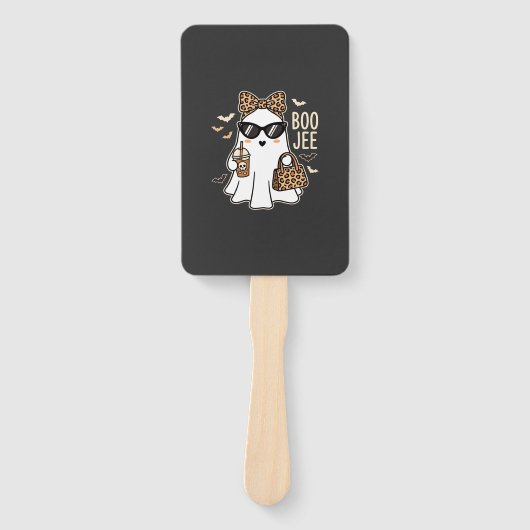 Boo Jee Cute Spook Halloween Luipaard Ontwerp_1 Handwaaier (Voorkant)