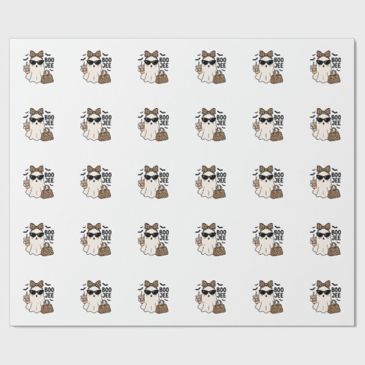 Boo Jee Geest Halloween Luipaard Boog Vector Ontwe Cadeaupapier (Vlak)