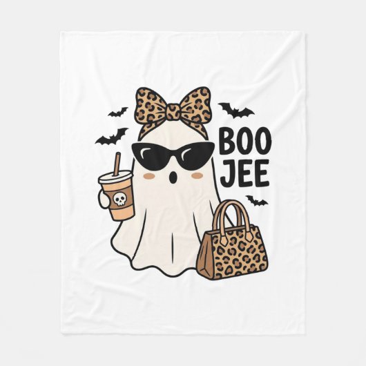 Boo Jee Geest Halloween Luipaard Boog Vector Ontwe Fleece Deken (Voorkant)