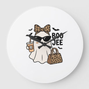 Boo Jee Geest Halloween Luipaard Boog Vector Ontwe Grote Klok