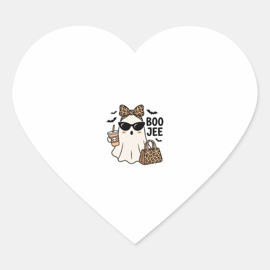 Boo Jee Geest Halloween Luipaard Boog Vector Ontwe Hart Sticker (Voorkant)