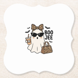 Boo Jee Geest Halloween Luipaard Boog Vector Ontwe Kartonnen Onderzetters