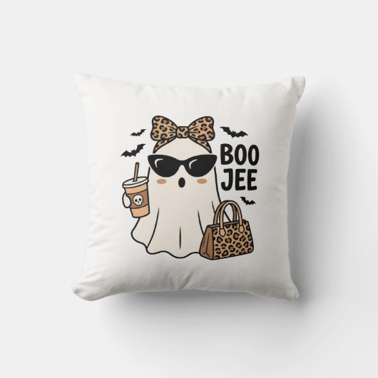 Boo Jee Geest Halloween Luipaard Boog Vector Ontwe Kussen (Voorkant)