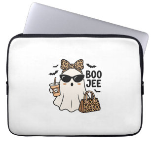 Boo Jee Geest Halloween Luipaard Boog Vector Ontwe Laptop Sleeve