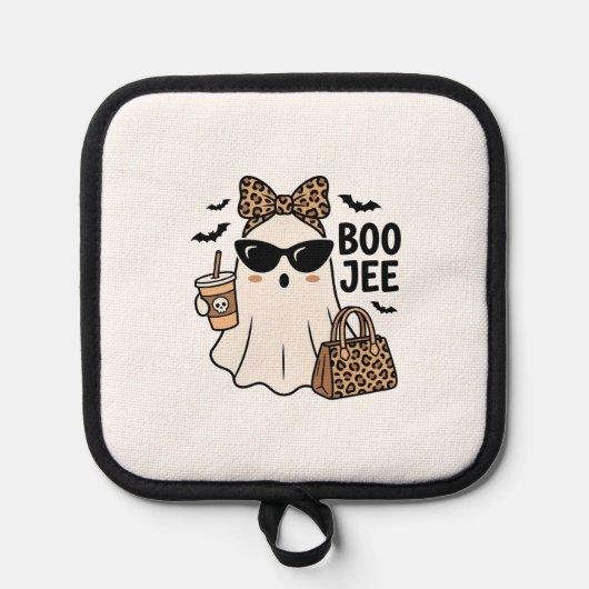 Boo Jee Geest Halloween Luipaard Boog Vector Ontwe Pannenlap (Voorkant)