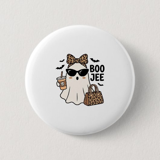 Boo Jee Geest Halloween Luipaard Boog Vector Ontwe Ronde Button 5,7 Cm (Voorkant)