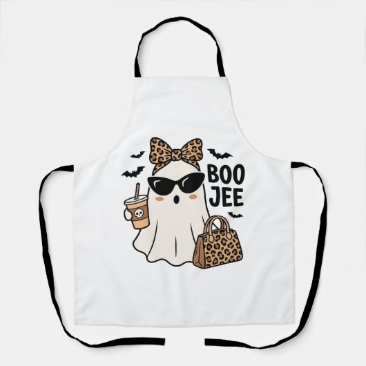 Boo Jee Geest Halloween Luipaard Boog Vector Ontwe Schort (Voorkant)
