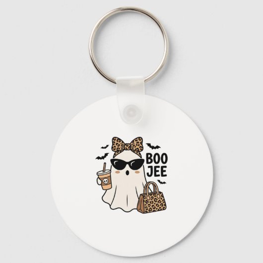Boo Jee Geest Halloween Luipaard Boog Vector Ontwe Sleutelhanger (Voorkant)
