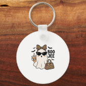 Boo Jee Geest Halloween Luipaard Boog Vector Ontwe Sleutelhanger (Voorkant)