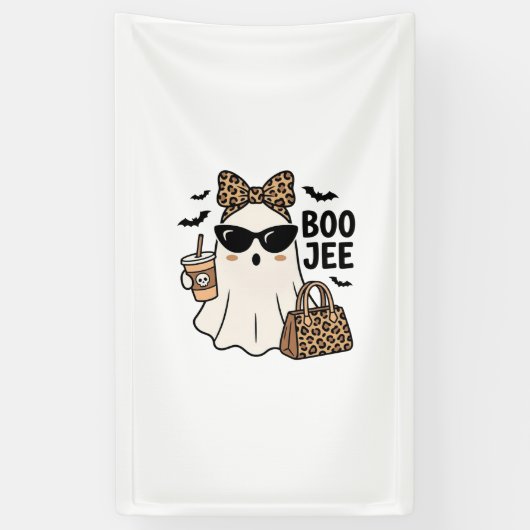 Boo Jee Geest Halloween Luipaard Boog Vector Ontwe Spandoek (Verticaal)