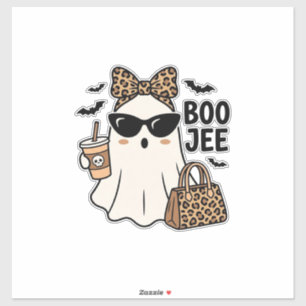 Boo Jee Geest Halloween Luipaard Boog Vector Ontwe Sticker