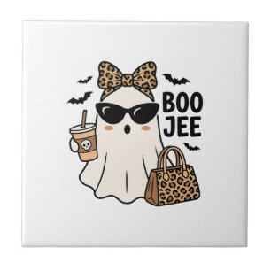 Boo Jee Geest Halloween Luipaard Boog Vector Ontwe Tegeltje