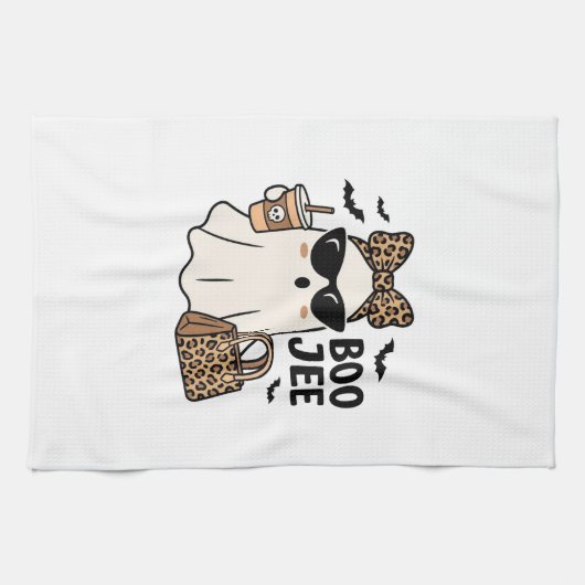 Boo Jee Geest Halloween Luipaard Boog Vector Ontwe Theedoek (Horizontaal)