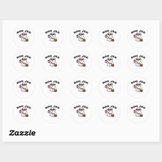 BOO-JEE Ghost – Funny Boujee Halloween Design Ronde Sticker (Vel)