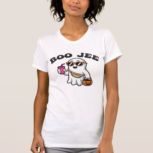 BOO-JEE Ghost – Funny Boujee Halloween Design T-shirt (Voorkant)