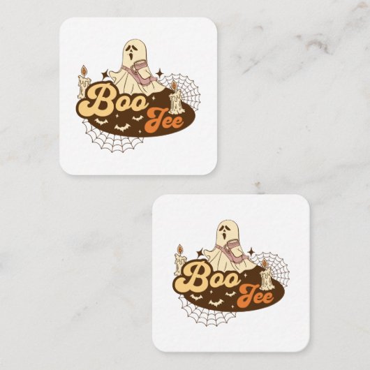 Boo-Jee Ghost Halloween grappig Vierkante Visitekaartje (Voorkant / Achterkant)
