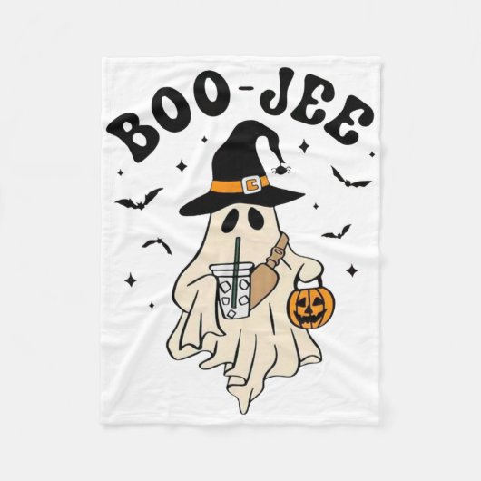 Boo Jee Ghost Schattige Grappig Halloween Fleece Deken (Voorkant)