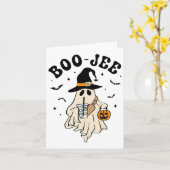 Boo Jee Ghost Schattige Grappig Halloween Kaart (Gele Bloem)