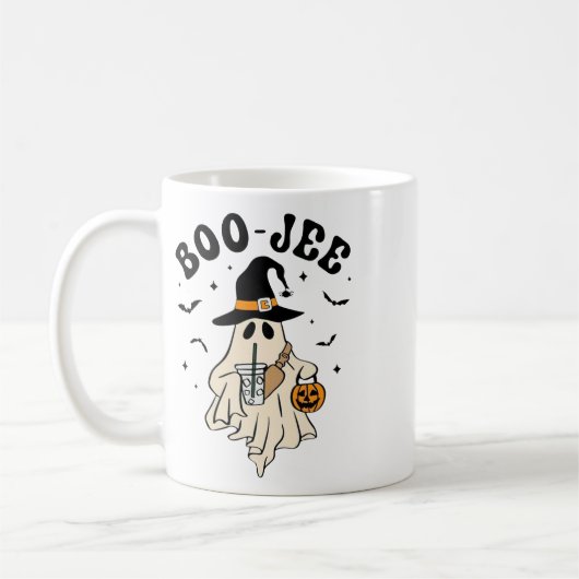 Boo Jee Ghost Schattige Grappig Halloween Koffiemok (Links)