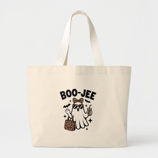BOO-JEE Ghost – Stylish Halloween Diva Design Grote Tote Bag (Voorkant)
