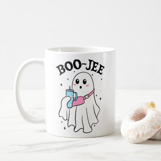 Boo Jee Grappig Halloween Ghost Retro Koffiemok (Met donut)