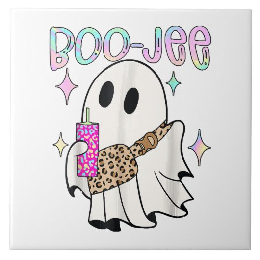 Boo Jee Grappige Halloween Geest Tegeltje (Voorkant)