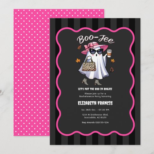Boo-Jee Halloween Geest Bachelorette Feest Kaart (Voorkant / Achterkant)