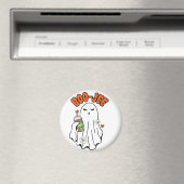 Boo-Jee Halloween Ghost met ijskoffie in de hand Magneet (Insitu (Vaatwasser))