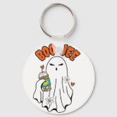 Boo-Jee Halloween Ghost met ijskoffie in de hand Sleutelhanger (Achterkant)