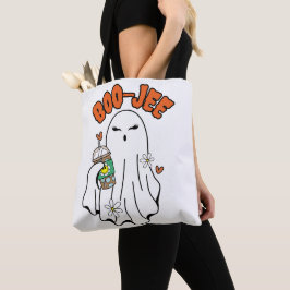 Boo-Jee Halloween Ghost met ijskoffie in de hand Tote Bag