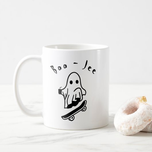 Boo Jee Halloween Ghost Schaatsen Spooky Tekeninge Koffiemok (Met donut)
