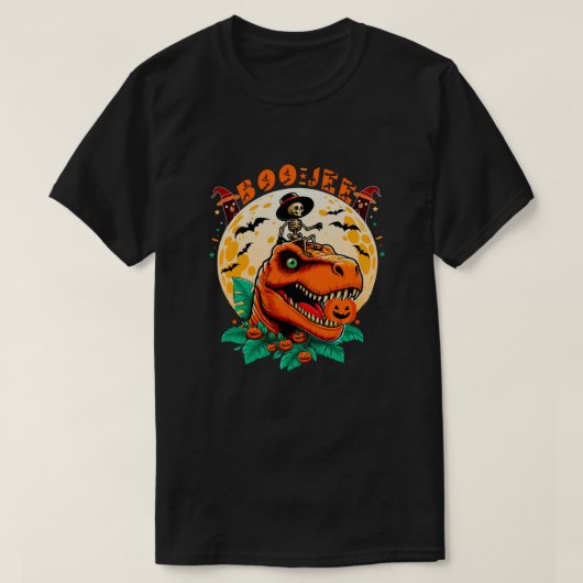 BOO-Jee Halloween: T-Rex & Skeleton Fun Design! T-shirt (Design voorkant)