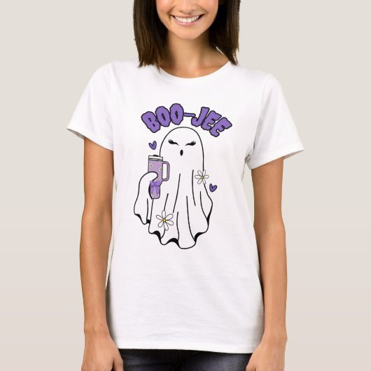 Boo-Jee Schattigee Halloween Ghost met 40oz Tumble T-shirt (Voorkant)
