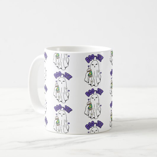 Boo-Jee Schattigee Halloween Ghost met ijskoffie Koffiemok (Voorkant links)