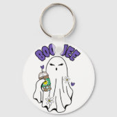 Boo-Jee Schattigee Halloween Ghost met ijskoffie Sleutelhanger (Voorkant)