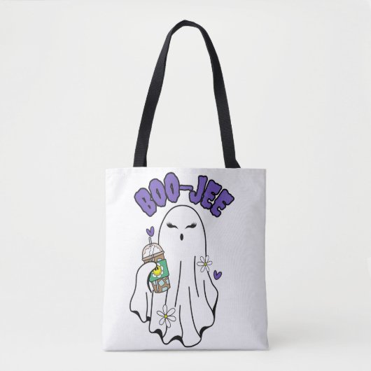 Boo-Jee Schattigee Halloween Ghost met ijskoffie Tote Bag (Voorkant)