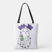 Boo-Jee Schattigee Halloween Ghost met ijskoffie Tote Bag (Achterkant)