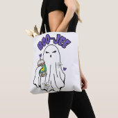 Boo-Jee Schattigee Halloween Ghost met ijskoffie Tote Bag (Dichtbij)